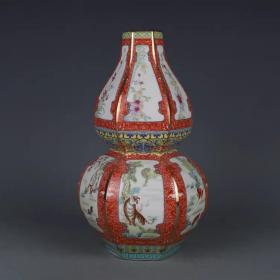 s雍正珐琅彩十二生肖葫芦瓶 家居中式摆件古董古玩