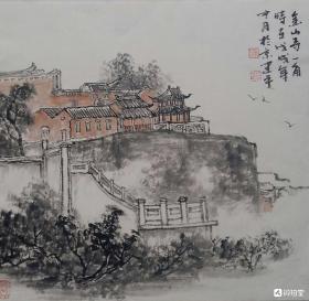 中美协会员  陈建平～金山寺一角