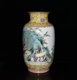 清代乾隆粉彩竹林七贤人物故事冬瓜瓶