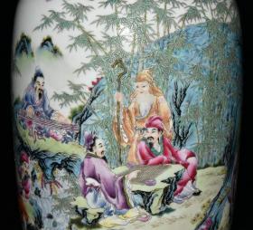 清代乾隆粉彩竹林七贤人物故事冬瓜瓶
