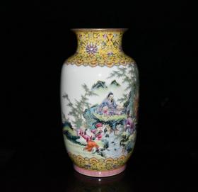 清代乾隆粉彩竹林七贤人物故事冬瓜瓶