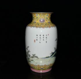 清代乾隆粉彩竹林七贤人物故事冬瓜瓶