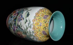 清代乾隆粉彩竹林七贤人物故事冬瓜瓶