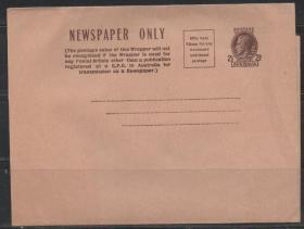 英联邦澳大利亚报纸专用邮资邮简，1937乔治五世 新闻出版物传播