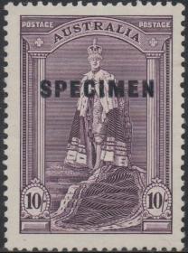 英联邦邮票，澳大利亚1938年乔治六世国王加冕典礼，长袍，印样