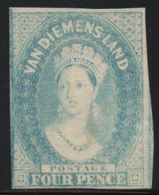 英联邦邮票，英属塔斯马尼亚1855年维多利亚女王，首饰珠宝，印样