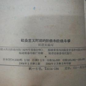 社会主义时期的阶级和阶级斗争
