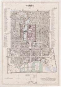 古地图1817 北京规划图(1860年在南安普顿军械测量局)。纸本大小53.09*75.35厘米。宣纸艺术微喷复制。