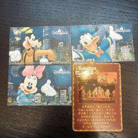 香港迪士尼乐园门票三张+原野剧场之（狮子王庆典）卡片一张