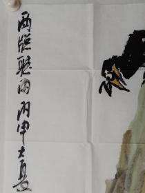 保真书画，画家杜未四尺整纸大写意花鸟画《西窗听雨》一幅138×69cm，天水市麦积美术馆馆长，天水市美协副秘书长，西部花鸟画画院副院长，有潜质的书画家。