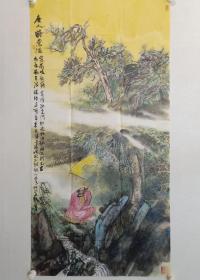 保真，李文龙国画作品《唐人诗意图》，尺寸137×69cm
 中国美协会员，国韵文华书画院特聘画家。