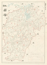 光绪三十一年《江西省地图》（原图高清复制），(江西南昌新建安义景德镇昌江珠山乐平浮梁九江浔阳庐山瑞昌共青城武宁修水萍乡安源芦溪莲花新余分宜鹰潭贵溪余江赣州南康瑞金赣县信丰大余上犹国宁于都宜春丰城高安靖安奉新宜丰铜鼓万载上饶德兴上饶广丰婺源余干万年弋阳铅山吉安井冈山新干永丰峡江吉水泰和万安遂川抚州老地图），图名《江西省》图中包含很多江西省旧县名。江西省地理地名历史变迁地图史料。裱框后，风貌好