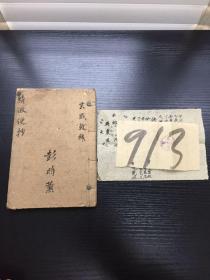 民国1941年至1943年学生作文集49篇《精微便抄》一册，内夹单页2张（含钤印一），封皮为昭和十七年六月二十三日“新岩手日报”，日本人后藤清郎主编；文章多论古，其中两篇《昨夜观影戏记》、《清明节放假记》比较有时代气息