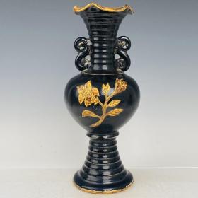 宋代定瓷镶金花瓶（黑1）