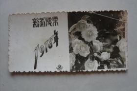 老照片    照片式贺卡   新年快乐      1978年