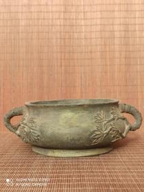 古董  古玩收藏  铜器  铜香炉 尺寸长宽高:19/14/7厘米，重量:3.3斤