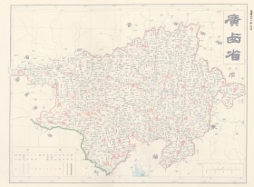 光绪三十一年《广西省地图》（原图高清复制），(南宁柳州桂林梧州北海防城港钦州贵港玉林百色贺州河池来宾崇左青秀兴宁西乡塘江南良庆邕宁武鸣隆安马山上林宾阳横鹿寨柳城融安融水三江秀峰叠彩七星雁山临桂阳朔灵川全州平乐兴安灌阳荔浦资源永福龙胜恭城长洲万秀龙圩岑溪苍梧蒙山藤县合浦东兴上思昭平巴马浦北覃塘桂平南福绵北流容县博白靖西田阳田东平果德保那坡凌云乐业田林西林县老地图），图名《广西省》，图中包含很多旧县名