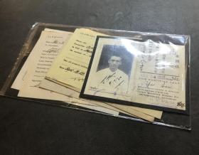 民国老上海证件档案一份7件，1929年上海劳勃森路安迪生电灯泡厂职员姚海证件证明材料。
