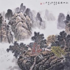 四尺斗方画芯山水 张晋东 绘