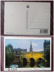外国明信片，英国原版，巴斯修道院桥梁，品如图