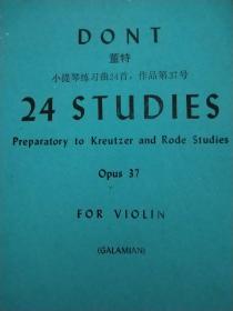 董特 小提琴练习曲24首 作品第37号 【24 STUDIES】 Prepartory to Kreutzer and Rode Studies