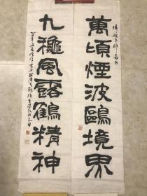 湖北名家陈祥《书法对联》137X35X2CM，保真便宜出