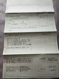 2391北京电影制片厂国家一级编剧 朱晓平，著名画家 金铁柳等民盟入盟申请信息卡三份