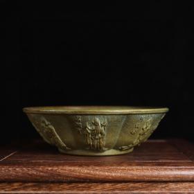 清中期纯铜八仙铜碗
