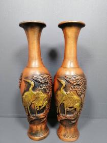 铜器，龙凤花瓶，工艺精湛