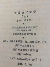 中国古代文学 上下（包邮）