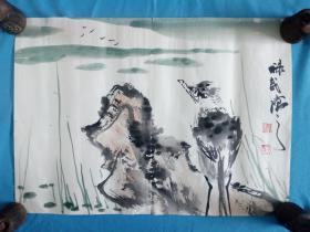 山东画院画师省美协会员著名画家李禄民写意青绿山水精品横幅国画