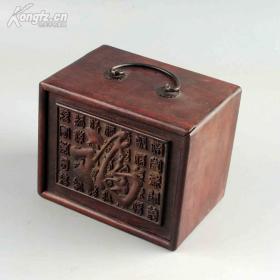 精品古玩民间收藏越南花梨木老木雕百福首饰盒实木盒子柜子
