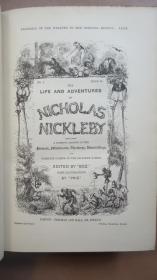 1892年Nicholas Nickleby _ 狄更斯《尼古拉斯•尼克尔贝》全插图本古董书 绿色布面精装 品相上佳