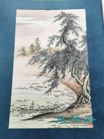 4开70度摺木版画 《周茂叔爱莲图》狩野派巨匠撰 始祖狩野正信笔 日本丹青社极致复刻