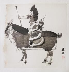 国画巨匠傅抱石长子傅小石老师人物作品 南京白云堂画廊保真 傅小石先生精品人物34x34cm 带出版