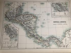 1895年 中美洲（巴拿马，洪都拉斯等）地图 45cm*33cm