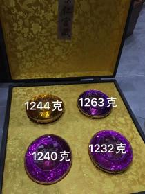 景仁宫旧藏十公分包金镶嵌天然彩色宝石钻石一套四枚，保存完好品相如图，