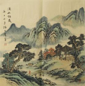 溪山访友5 68-68张之鹰四尺斗方山水画