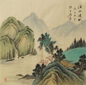 溪山远眺68-68张之鹰四尺斗方山水画