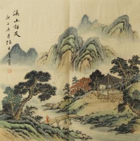 溪山访友4 68-68张之鹰四尺斗方山水画