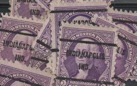 美国早期预销邮票，华盛顿总统，印第安纳波利斯邮戳，一枚