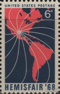 美国邮票，1968年圣安东尼奥250周年，拉丁美洲地图，1全，一枚价