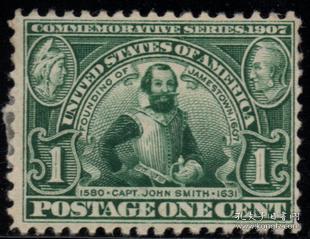 美国邮票A，1907年史密斯船长，殖民者、探险家，斯科特328号