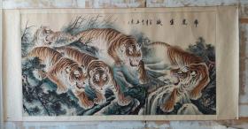 国画：画虎名家，王蒙绘六尺巨幅虎图，虎虎生威