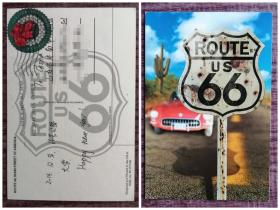 外国明信片，美国实寄原版，交通风光，品如图。