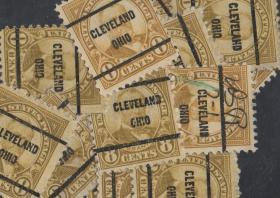 美国早期预销邮票，格兰特将军，克利夫兰邮戳，一枚