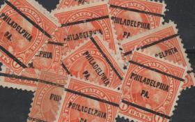 美国早期预销邮票，20任总统加菲尔德，费城邮戳，一枚