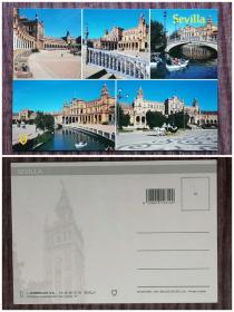 外国明信片，西班牙原版，塞维利亚市政广场，品如图