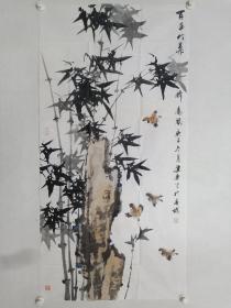 保真书画，云南名家孙建东，四尺整纸国画《百年竹叶醉高风》一幅。孙建东，云南艺术学院美术学院硕士研究生导师、云南美术家协会副主席、云南省政协常委、原云南省人民政府参事、云南省文史馆馆员、曾享受省政府特殊津贴专家。