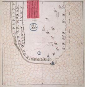 古地图1825清道光5年川沙营营汛舆图。彩绘。军事交通图。大英图书馆藏。纸本大小45*46厘米。宣纸原色微喷印制